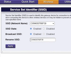 Wireless settings